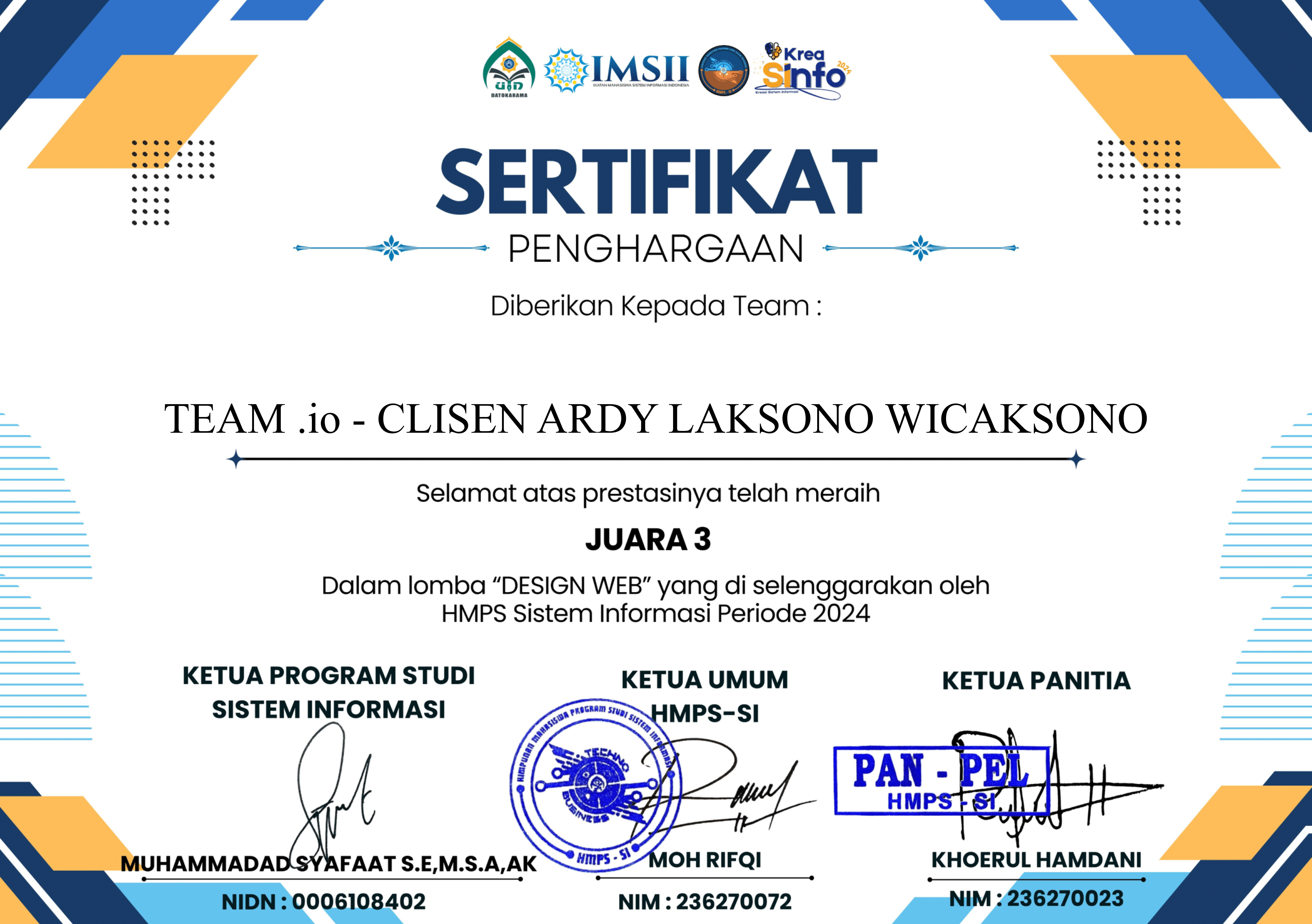 Sertifikat Web Design Competition